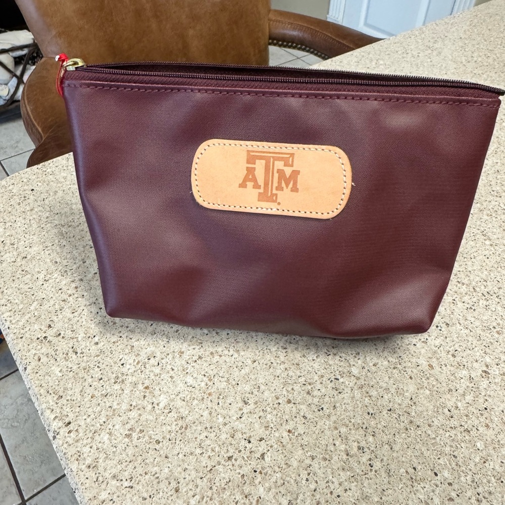 Jon Hart Design Maroon Cosmetic Bag with Classic Trapezoidal Shape